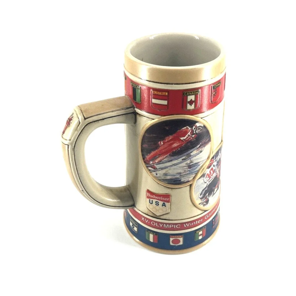 Vintage Budweiser U.S.A Calgary 1988 Olympic Winter Games Beer Mug Stein‎
